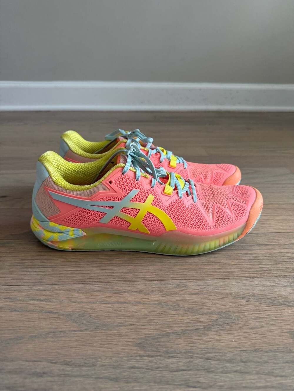Asics Gel-Resolution 8 Women's Tennis Shoes Sun Coral/Sour Yuzu - Picture 3 of 10